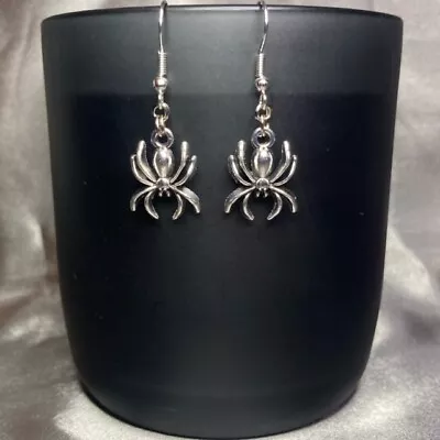 Buy Handmade Silver Spider Earrings Gothic Gift Jewellery • 4£