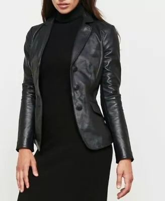 Buy Women Handmade Biker Black Moto Genuine Real Lambskin Fashion Jacket/Coat • 65.06£
