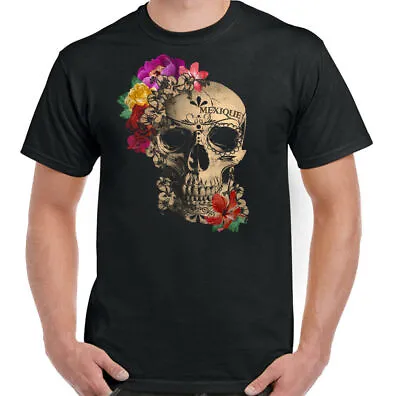 Buy Day Of The Dead T-Shirt Sugar Skull Mexique Mens Mexico Holiday Biker Tattoo Top • 12.99£