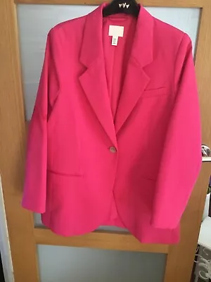 Buy H&m Hot Pink Long Line Jacket Xs • 10£