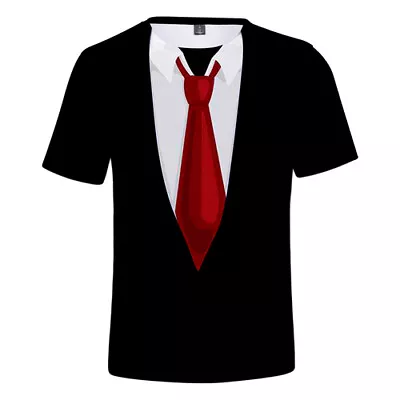 Buy Faux Tuxedo Suit Muscle Women Men Casual T-Shirt 3D Print Short Sleeve Tee Tops • 10.79£
