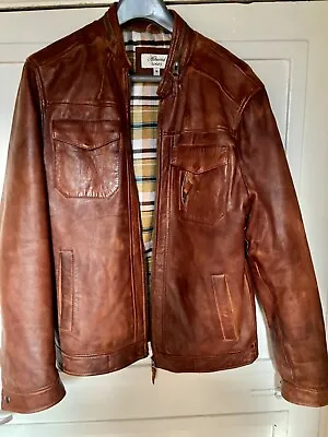 Buy Mens Ashwood Slim Fit Soft Leather Vintage Biker Style Jacket 1895 - Tan  • 52£