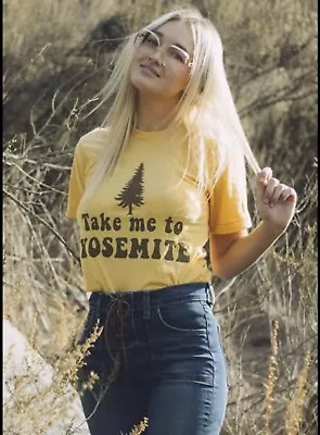 Buy Electric West Take Me To Yosemite Mustard T-Shirt Size Large MSRP $50 • 19.21£