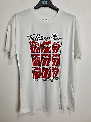 Buy Rolling Stones Rock Band Tee White T-Shirt Tongue XL Unisex Mens • 12.99£