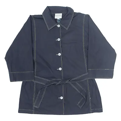 Buy CELINE Belted Button-Up Blue Collared Short Sleeve Womens M • 71.99£
