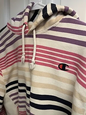 Buy Champion Striped Reverse Weave Crop Top Hoodie Multicolored Size S • 21.22£