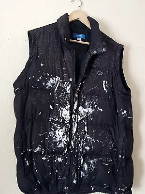 Buy Men's Adidas Puffer Sleeveless Paint Splatter Black White Jacket  L Rare • 35£