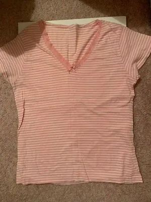 Buy BHS Pyjama Top/t Shirt Size 14 Pink & White 100% Cotton By Recorded Post • 4.35£