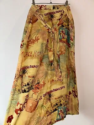 Buy Long Skirt Yellow Geometric Belt Vintage Size 16 Bohemian Gypsy Retro Peasant  • 19.99£