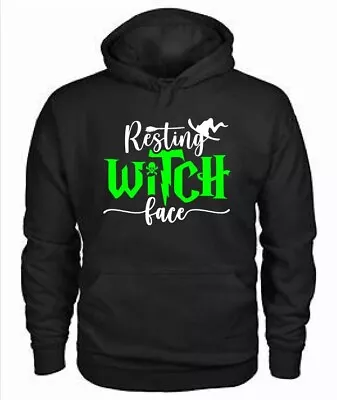 Buy Womens Resting Witch Face Hoodie Funny Halloween Witch  • 33.07£