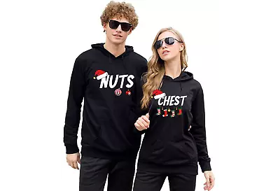 Buy Chest Nuts Christmas Couple Funny Hoodie Jumper Pullover Fleece Xmas Gift Top UK • 20.49£
