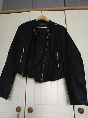 Buy Never Worn NEW LOOK Black Biker Style Faux Leather Jacket Size 18 • 22.95£