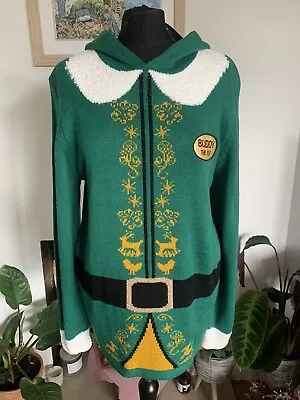 Buy RARE Buddy The Elf - CHRISTMAS JUMPER - Green With Hood - Size M - Primark • 29.99£
