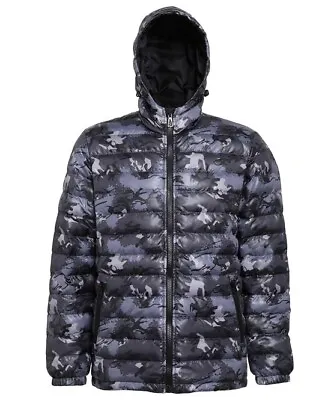 Buy Mens Camouflage Camo Puffa Jacket Coat Quilted Puffer Hooded Bubble  Size L • 30£