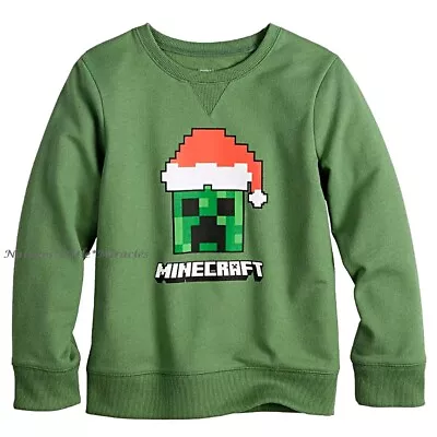 Buy MINECRAFT Christmas Sweatshirt Shirt Boys Size 4- 12 Holiday Sweater Creeper NWT • 19.54£