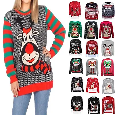 Buy Christmas Jumper Sweater Unisex Women Men Knitted Rudolph Retro To The Pub Xmas  • 14.49£