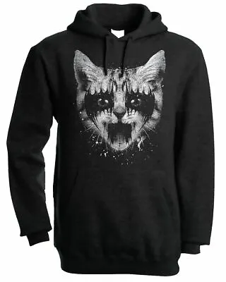 Buy Heavy Metal Cat Men's Hoodie - Hooded Sweatshirt Grunge Heeavy Rock Glam • 25.95£