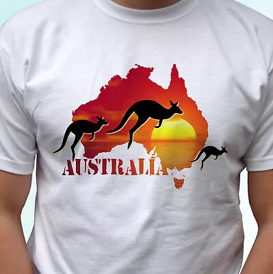 Buy Australia White T Shirt Flag Kangaroo Tee Top Design Map - Mens Womens Kids Baby • 9.99£