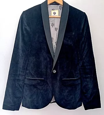 Buy Noose & Monkey Mens Black Velvet Blazer Jacket 38 R Small / Medium • 39.95£