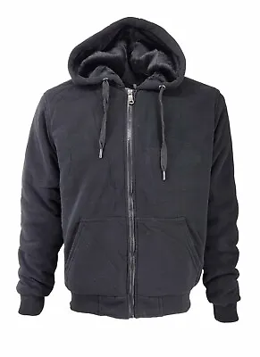 Buy Mens Thick Soft Fur Fleece Heavy Duty Work Zip Up Hoodie Winter Black Sweatshir • 21.99£