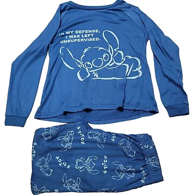 Buy Disney Lilo And Stitch Pajamas 2 Piece Set Size XS 0-2 Long Sleeve Blue • 12.58£