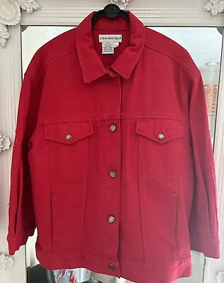 Buy Men’s Genuine Vintage Calvin Klein Red Denim Jacket - Size Large - VGC! • 18£