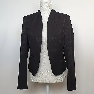 Buy New Look Black Floral Open Blazer Jacket Party Going Out Chic Style UK Size 12 • 14.99£