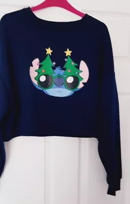 Buy Disney Lilo/stitch Christmas Cropped Sweatshirt Size 14/16 /l Primark • 8£