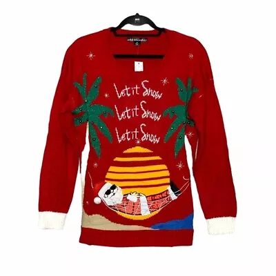 Buy Let It Snow Ugly Christmas Sweater Sz M Red Let It Snow Beach New • 28.94£