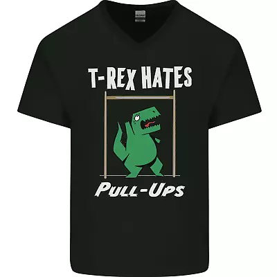Buy T-Rex Hates Pull Ups Gym Funny Dinosaurs Mens V-Neck Cotton T-Shirt • 9.99£