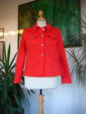 Buy Madeleine Red Stretch Denim Jacket With Cute Peplum Detail Bust 36  Unstretched • 25£