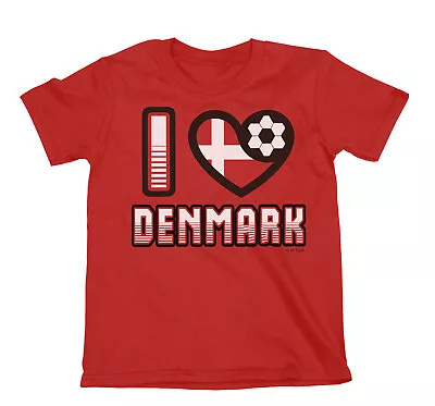 Buy Adult Or Kids I LOVE DENMARK Football TShirt 2022 Danish Euro World Cup Organic • 8.45£