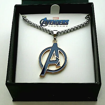 Buy Marvel Comics Avengers Blue A Necklace Golden Cut Out Pendant New Box Unisex • 20.83£