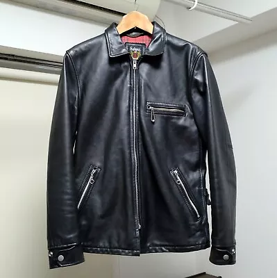 Buy Schott Cowhide Leather Classic Trucker Single Motorcycle Jacket Black Men M • 264.61£