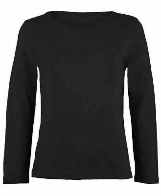 Buy Kids Girls Long Sleeve Round Neck Plain Basic Stretch T-Shirt Top Age 2-13 Years • 5.99£