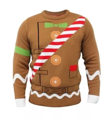 Buy Large 42  Fortnite Gingerbread Man Ugly Christmas Xmas Jumper Sweater Cobalt • 33.99£