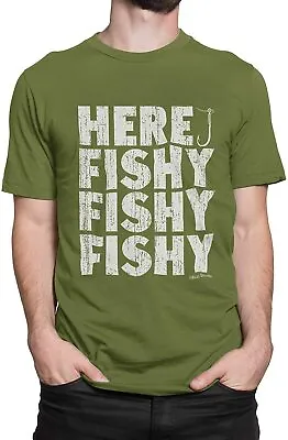 Buy Here Fishy Fishy Mens FISHING GIFT T-Shirt Christmas Sale Present For Fisherman • 4.99£