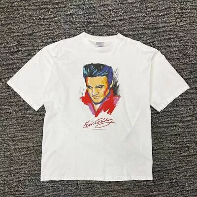 Buy Vintage Mens T Shirt  1999 Elvis Presley Single Stitch Art Style In White • 12£