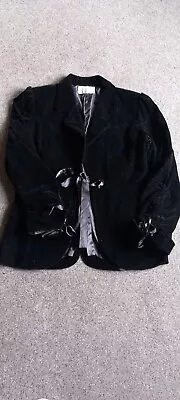 Buy KIT Black Fitted Velvet Jacket 14 Statement Sleeves Flamboyant Victoriana Gothic • 1.75£