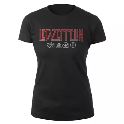 Buy Ladies Led Zeppelin Logo Jimmy Page Rock Official Tee T-Shirt Womens • 16.36£