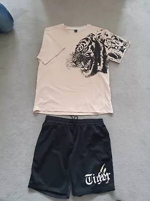 Buy Tiger Print T Shirt And Shirts Set Xl  • 15£