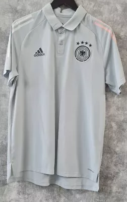 Buy Mens ADIDAS Light Blue German Football Polo Shirt Cotton/Polyester UK L CG D14 • 7.99£