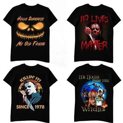Buy 26 DIFFERENT HALLOWEEN DESIGNS Black Scary T-Shirts Funny Top Hocus Pocus Shirt • 12.95£