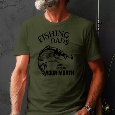 Buy Fishing Dads Are Born In Custom Month T Shirt Fathers Day Birthday Dad Gift Top • 13.99£