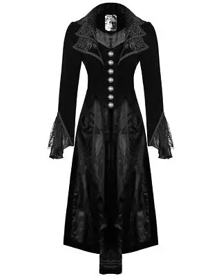 Buy Punk Rave Womens Gothic Frock Coat Jacket Black Velvet Lace Steampunk Victorian • 109.99£