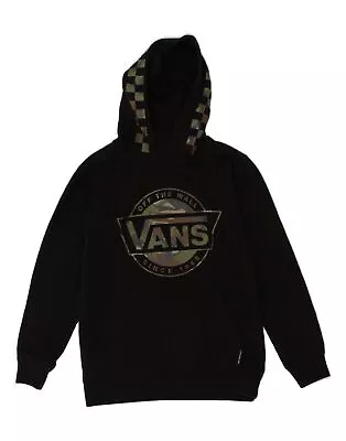 Buy VANS Boys Graphic Hoodie Jumper 8-9 Years Small Black Geometric Cotton BM96 • 16.32£