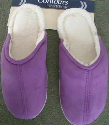 Buy Isotoner Microsuede Clog Slipper Rich Purple Sturdy Sole Center Seam NEW Fleece • 19.88£