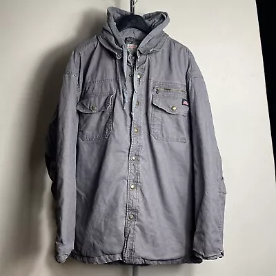 Buy Dickies Mens Hooded Utility Jacket Shacket Quilted Grey Canvas Size 2XL  50-52 • 39£