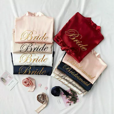 Buy Bridesmaid Robes Wedding Bridal Party Robes Team Bride Robe Kimono Satin Pajamas • 7.49£