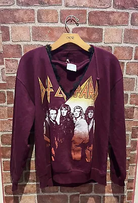 Buy Def Leppard Women’s Cut Out Hoodie Lace Trim Graphic Band Sweatshirt Sz US Sm • 28.18£